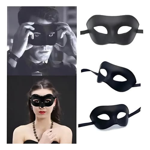 Mascara Carnaval Zorro Fosco Meio Rosto Lisa Fantasia Preto Zorro