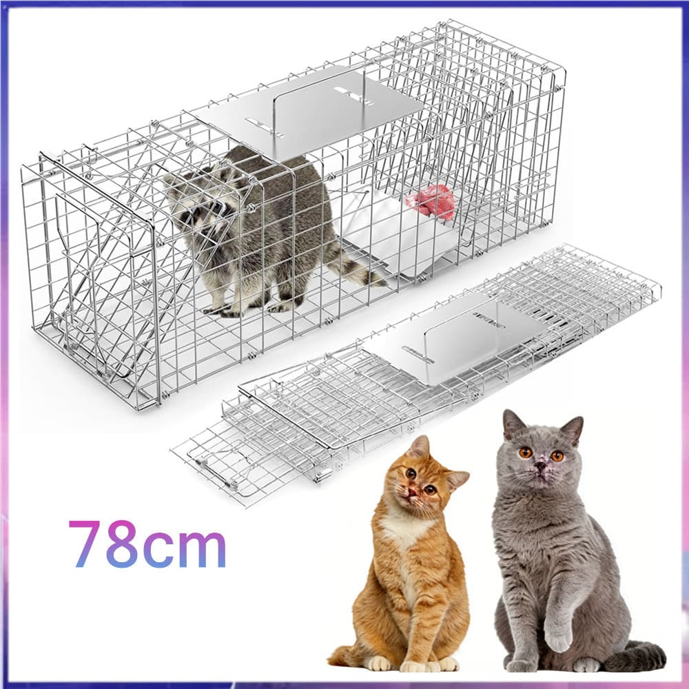 Grande armadilha dobrável para gaiola de animais humanóides, adequada para guaxinims, gatos vadios, terras