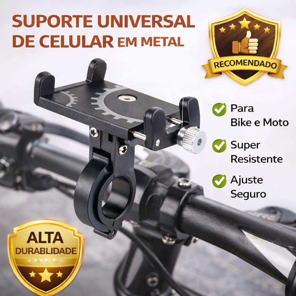 Suporte Celular Motocicleta Bike Alumínio Ajustável Resistente GPS Guidão Resistente Universal Moto