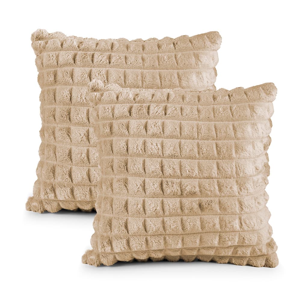 Kit Par Capas Almofadas 45x45 Textura Alto Relevo 3D Mantinha Flannel Toque Macio Decorativa Willow