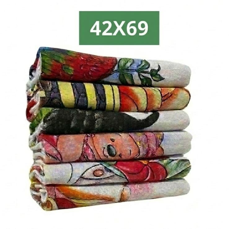 Pano De Prato Estampado Grande Cozinha Kit Com 5 Peças - Envio Imediato