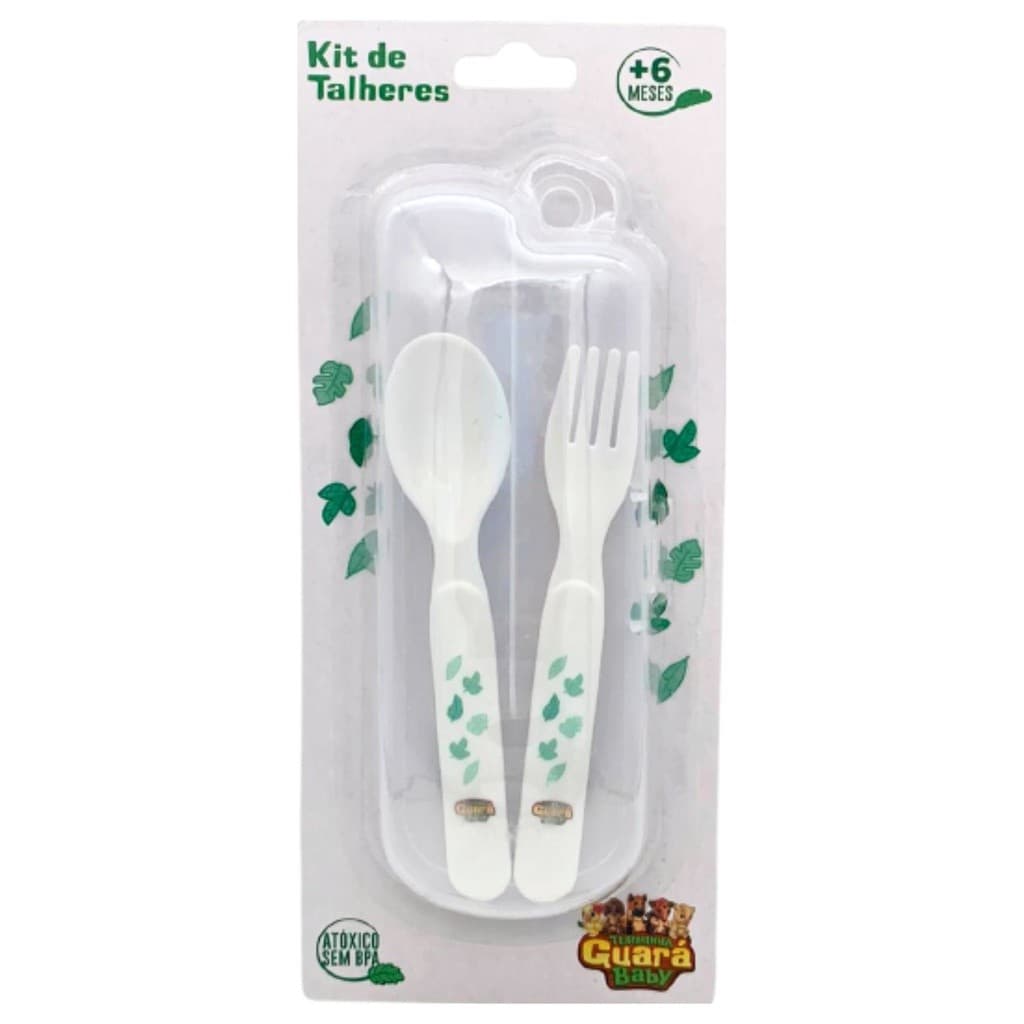 Kit de Talher Infantil Garfo e Colher Para Bebê Com Estojo Turminha Guará Baby