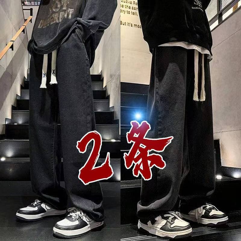 Americano Retro Jeans masculino estilo 2026 novo estilo Street Wear solto em linha reta calças de perna larga interior c
