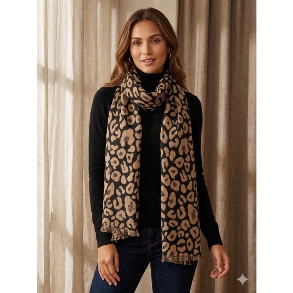Cachecol Feminino Animal Print Estampa Onça Inverno Luxo Macio