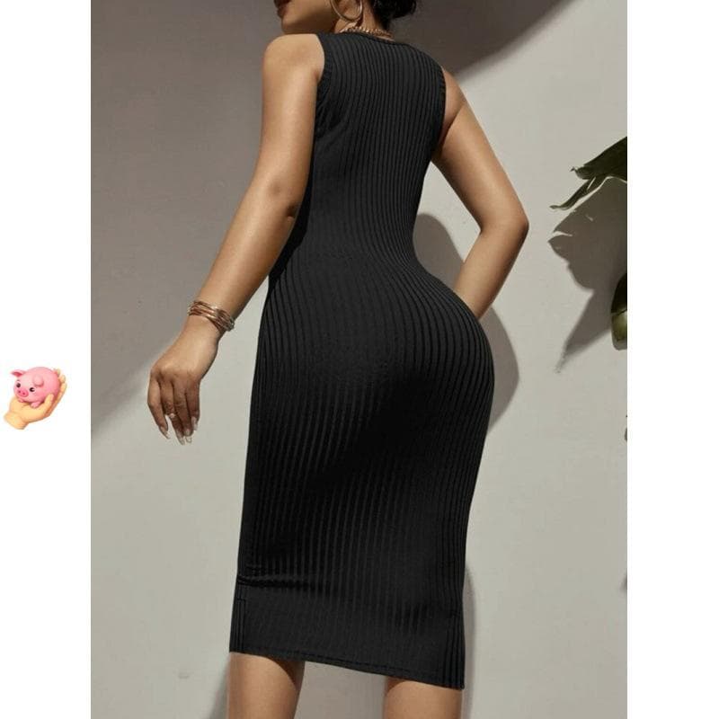 Vestido Midi Feminino Justo Elegante Casual Regata Muscle Tee Tubinho Festa Moda Verão Confortável