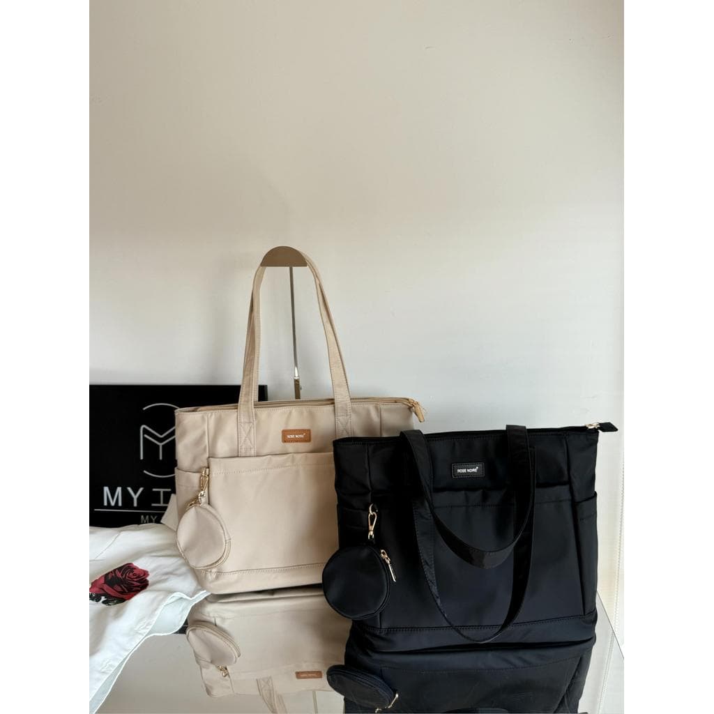 MY Bolsa Tote de um ombro com vários bolsos de grande capacidade Bolsa de viagem à prova d'água de Nylon simples de um o