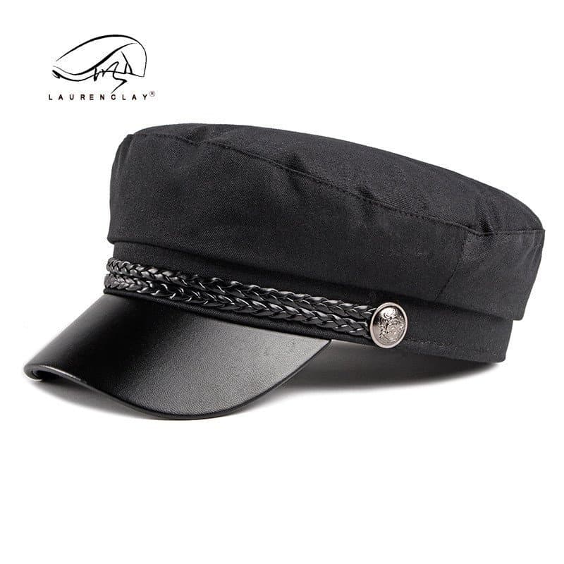 Boné feminino estilo coreano, boné azul-marinho versátil de cor sólida CHIC, boné octogonal fino britânico para primaver