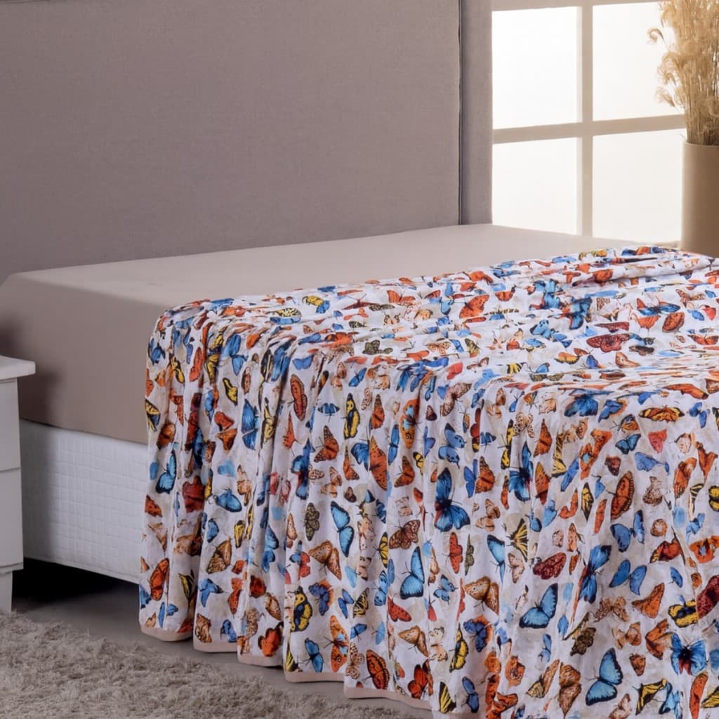 Lençol Virol 100% Algodão Cobertor Avulso Sem Elástico Estampado Não da Bolinhas Super Macio Solteiro Casal Queen King