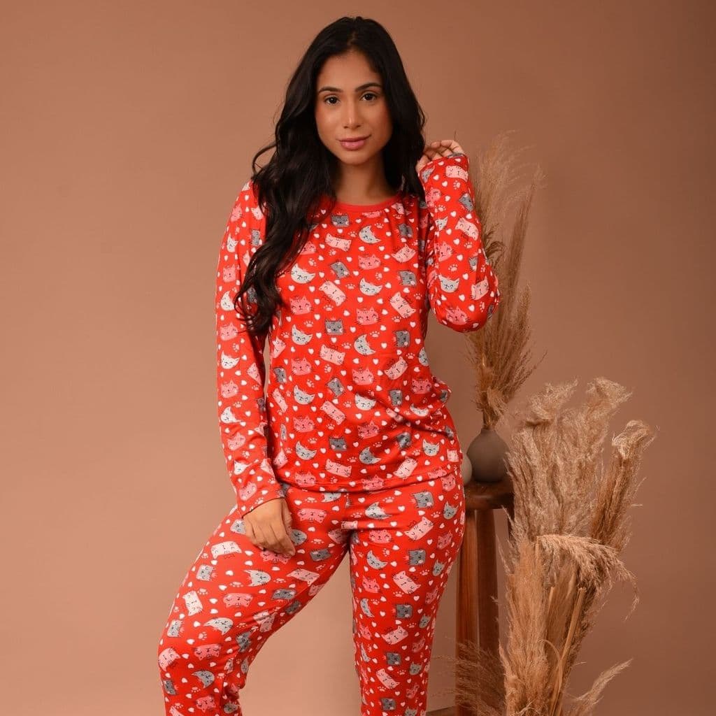 Pijama de Inverno Feminino Adulto Pijama Suede Peluciado Quentinho Confortável Linha Noite
