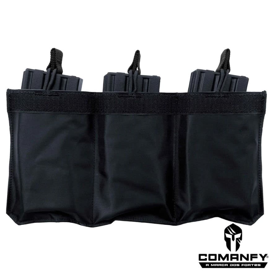 PORTA CARREGADOR CANGURU  FUZIL 556 TRIPLO PARA CAPA TÁTICA COMANFY - PRETO