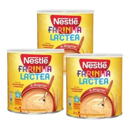 Kit C/3 Farinha Láctea Original Nestlé Lata 360g
