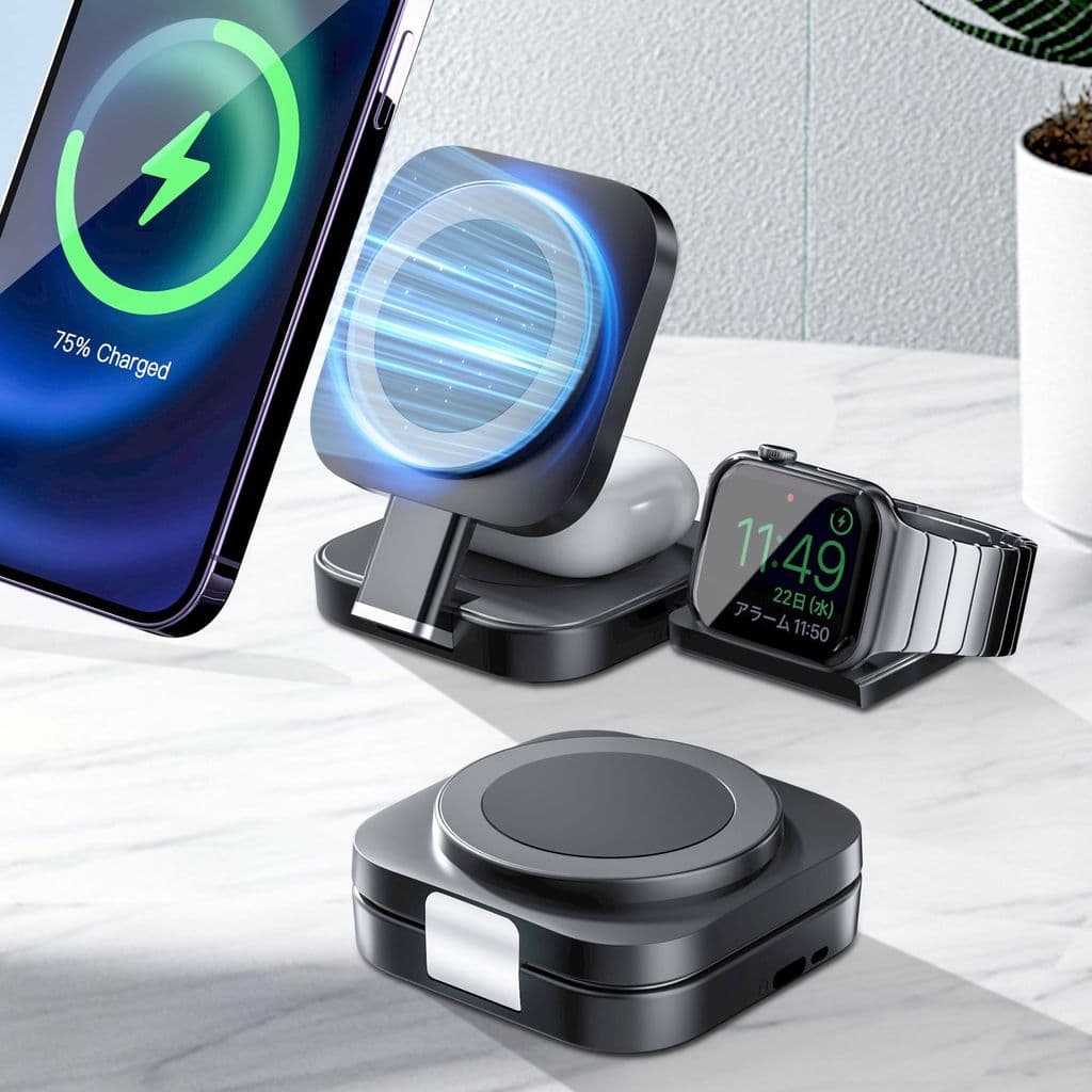 Desktop três-em-um carregador sem fio sucção magnética adequado para Apple três-em-um suporte de carregamento sem fio re