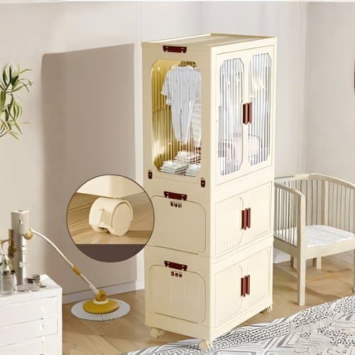 Armario Vertical Dobravel Guarda Roupas Multiuso Compacto Branco Organizador