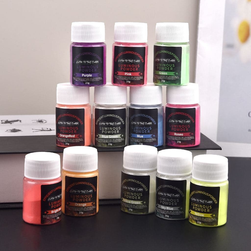 20 G/Garrafa Pó Luminoso Que Brilha No Escuro Corante DIY Resina Epóxi Molde Artesanato Jóias Fazendo Suprimentos Pigmen