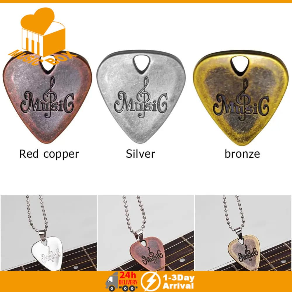 Liga De Zinco Picareta Colar Símbolo Rock Pingente Plectrum Para Guitarra Elétrica Peças Instrumento Musical