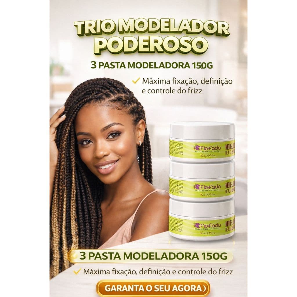 Kit 3 Pasta Modeladora Fio de Fada Kaloma 150g ou 500g | Pomada Tranças Baby Hair Alta Fixação