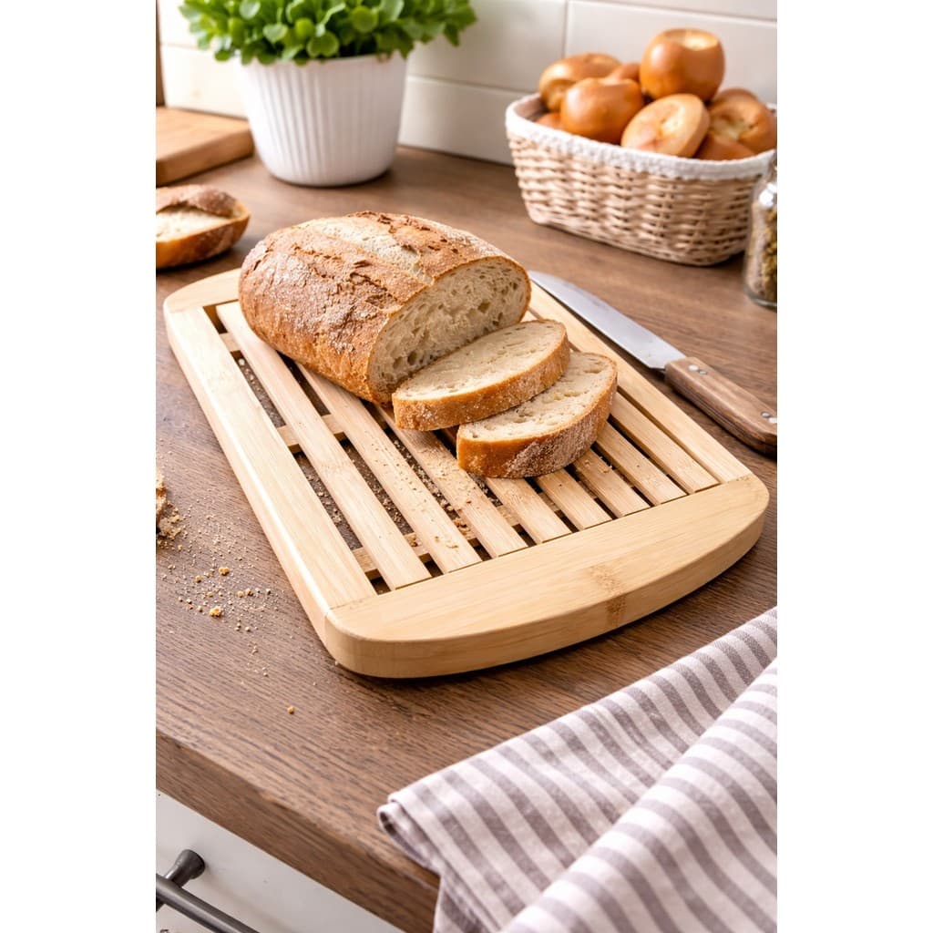 Tábua De Corte Migalheira Pães Bambu 36x24cm