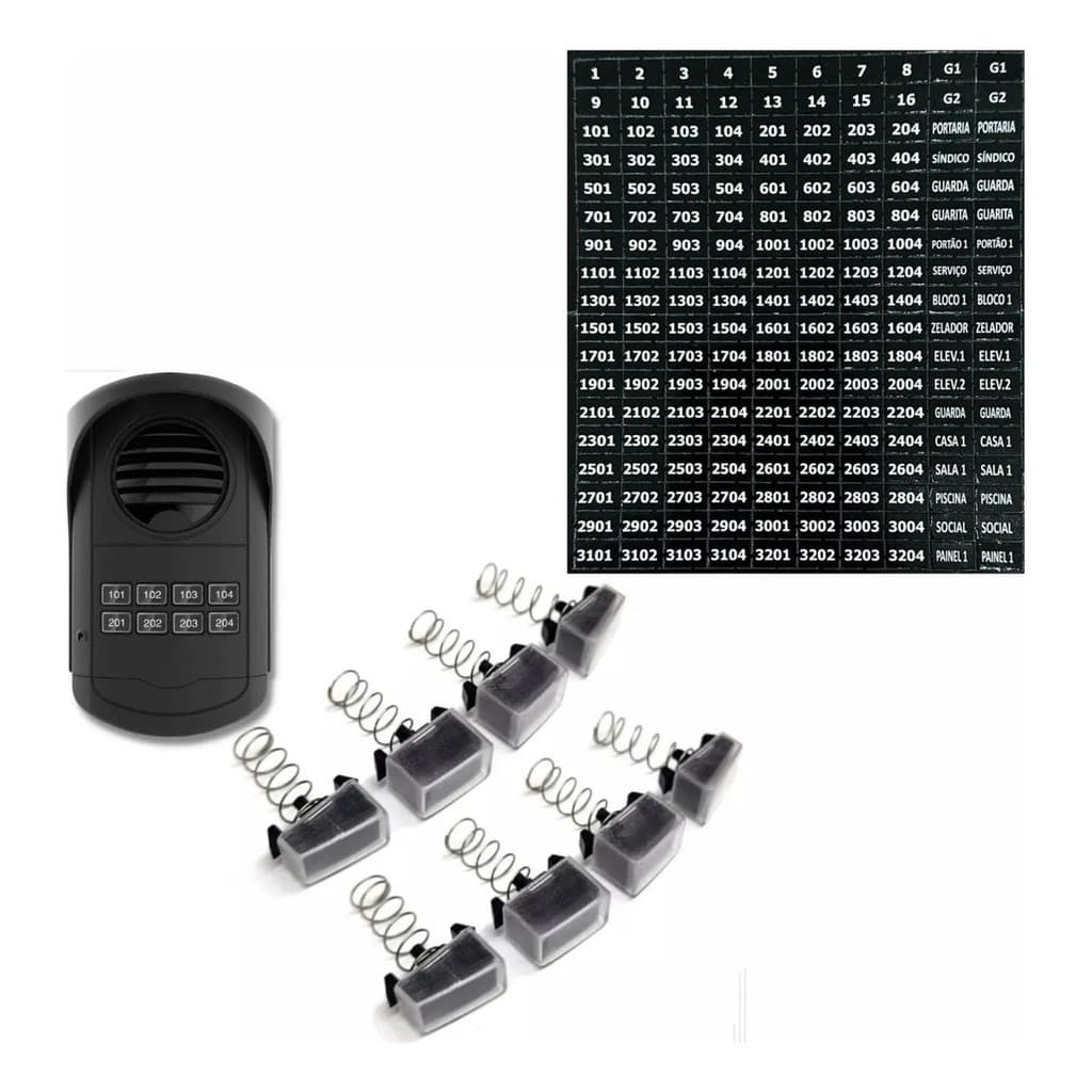 Kit 8 Botão + Cartela Para Porteiro Coletivo Agl S300