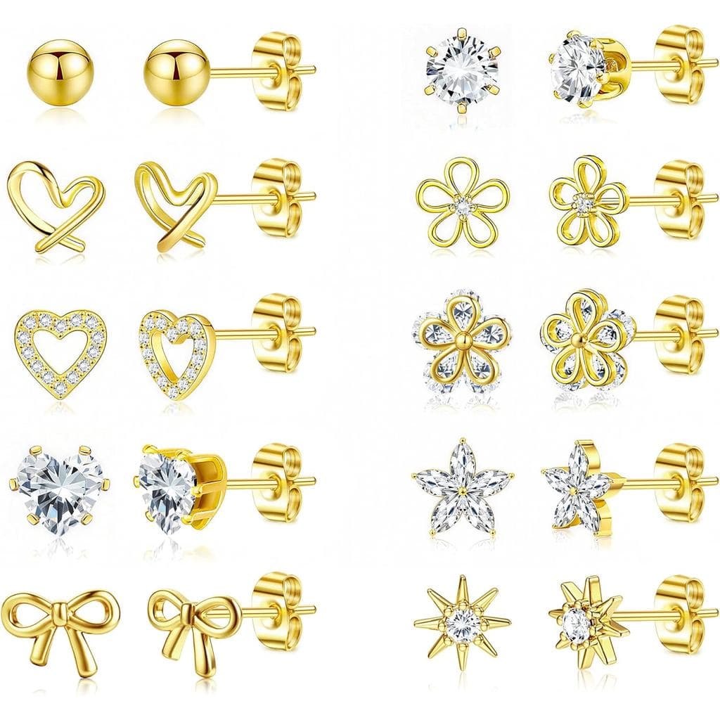 Brincos de Ouro LOYALLOOK para Mulheres Hipoalergênicos - Brincos de Aço Cirúrgico Banhados a Ouro 14K para Mulheres com