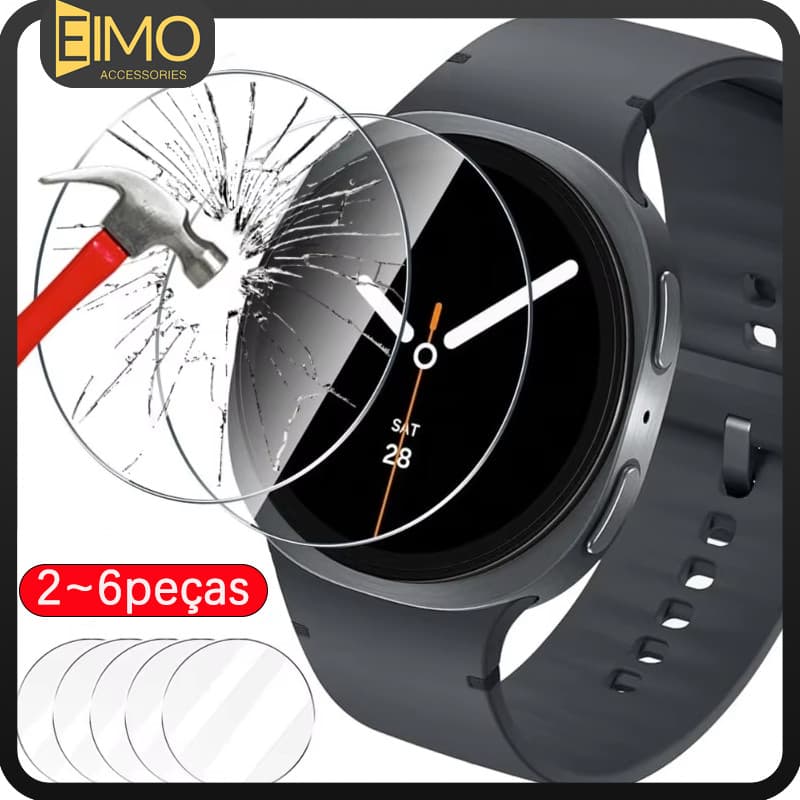 Kit 6 Película Com Vidro Para Relógio Samsung Galaxy Watch 9 8 40mm 44mm Classic 46mm Protetora Vidro Temperado 3D