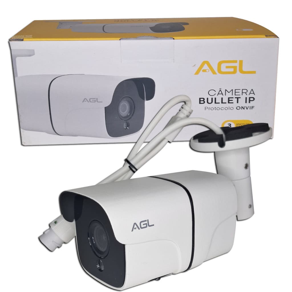 Câmera Bullet IP 2MP Full HD AGL 1225 | PoE | Visão Noturna 30m Interna e Externa Monitoramento Interno e Externo