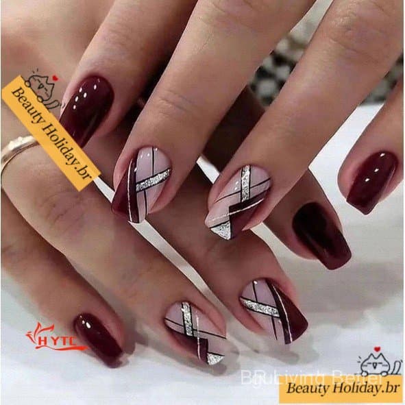 24 peças de unhas postiças francesas quadradas de luxo decoradas com cola
