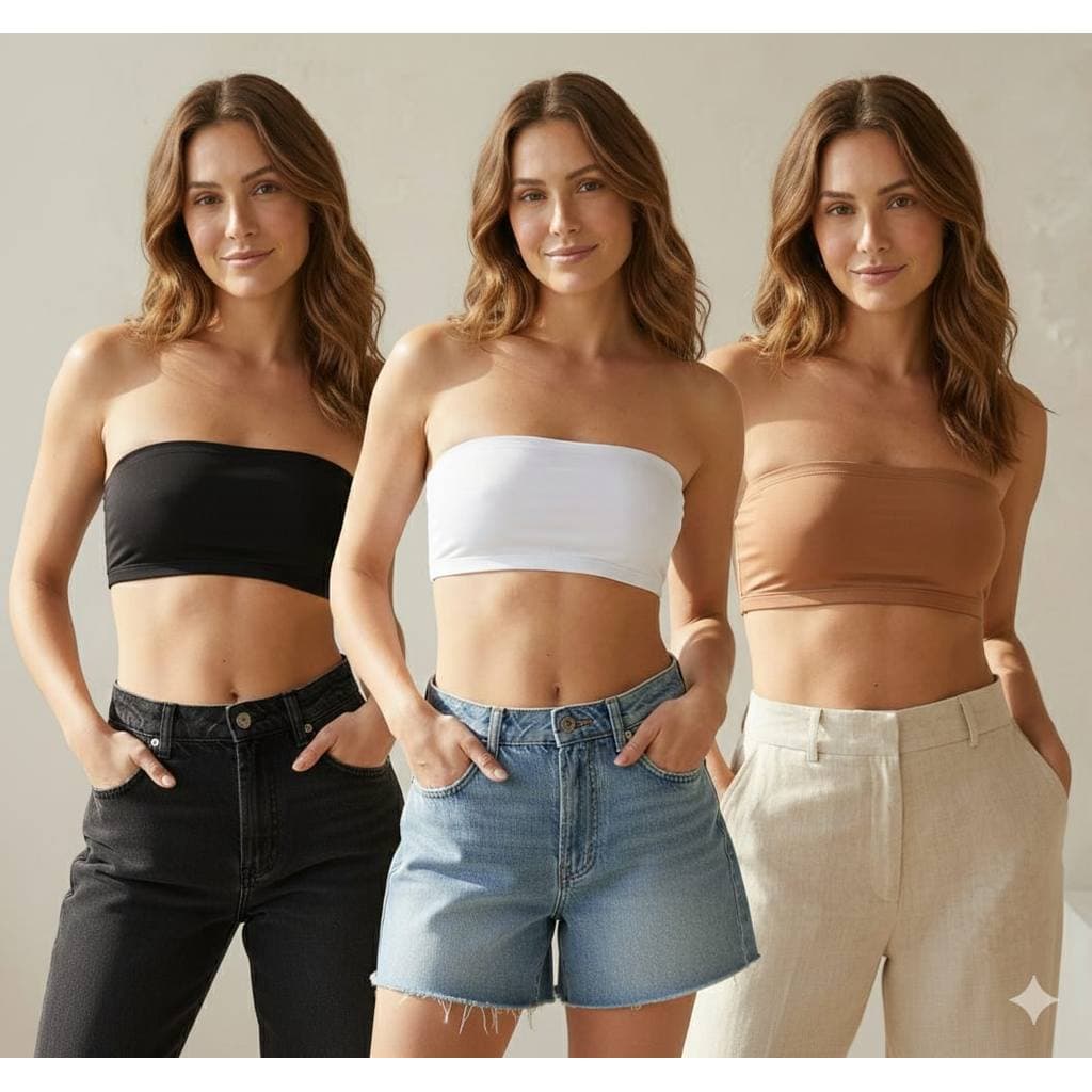 Kit 3 Top Faixa Zero Transparência Forro Duplo Sem Bojo Crop Fitness
