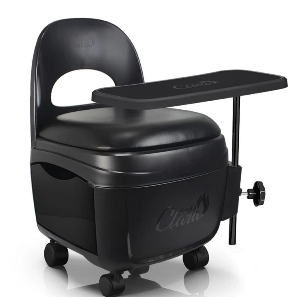 CADEIRA MANICURE COM APOIO E RODINHA CIRANDINHA ESTOFADO DIVA PRETO SANTA CLARA