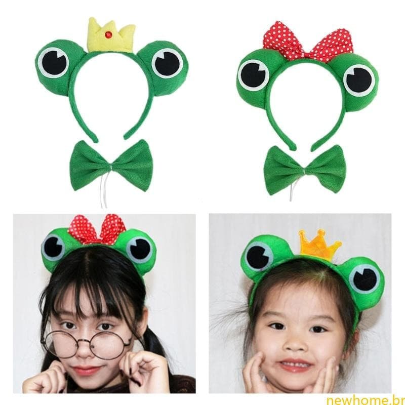 Dois Desenhos Animados Headbands Sapo Cabelo Hoop Bowtie Saia Halloween Hairband Princesa Headwear Conjunto