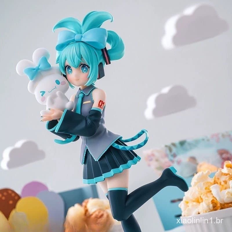 20,5cm Hatsune Miku Mão Escritório Sanrio Cinnamoroll Série Cos Menina Bonita Anime Figura De Ação Modelo De Plástico Co