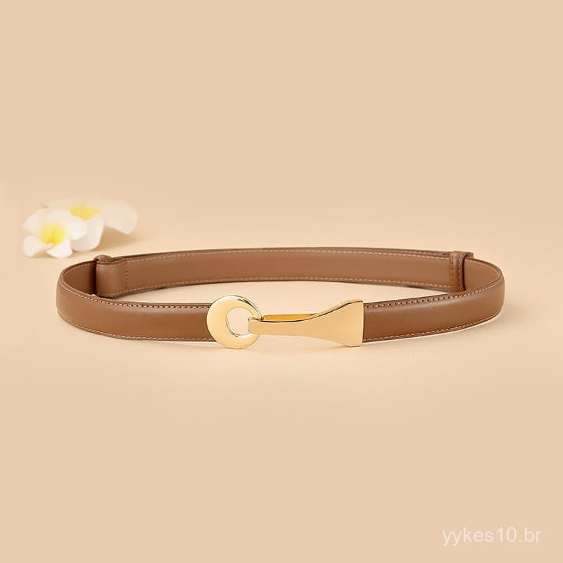 Cinto feminino de couro genuíno, cinto fino para vestidos, cinto de couro versátil para ternos, cinto feminino fino e el