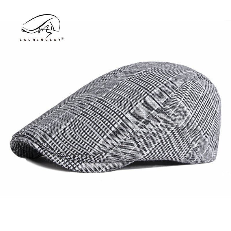 Chapéu masculino, boina xadrez estilo coreano, boné feminino retrô britânico artístico casual de pintor.