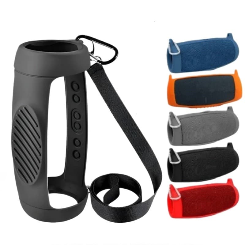 Capa de Silicone para Caixa de Som Charge 5, À Prova D'água, Resistente a Impactos, Portátil com Alça e Mosquetão