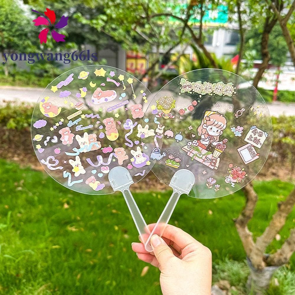 Leques De Mão Transparentes YONGWANG , Ventilador Em Branco Portátil DIY , Suprimentos Para Fãs De Graffiti De Artesanat