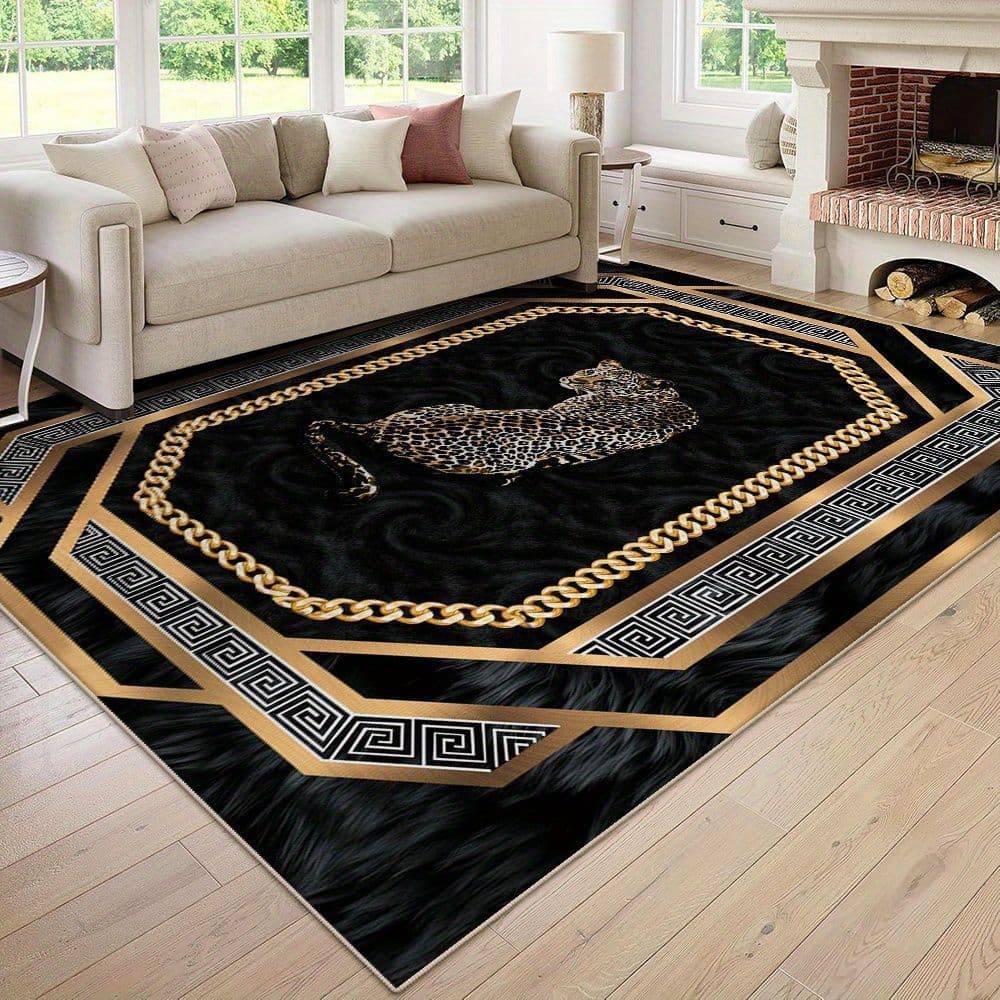 Venda quente transfronteiriça leopardo cristal veludo quarto sala de estar decoração tapete Hotel b & b resistente à suj