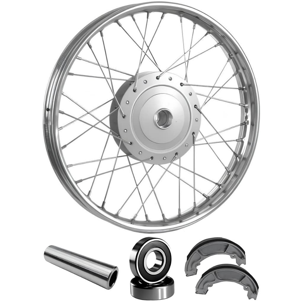 Roda Dianteira Raiada 4mm Honda Pop 100 Pop 110 Tambor + Lona/Rolamento/Espaçador
