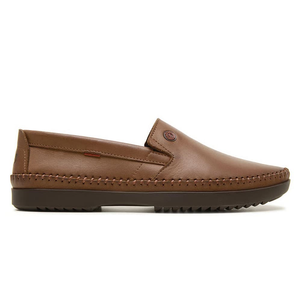 Mocassim Freeway Masculino Couro Legítimo Liso com Elástico Loganx-1 Sapatilha Masculina