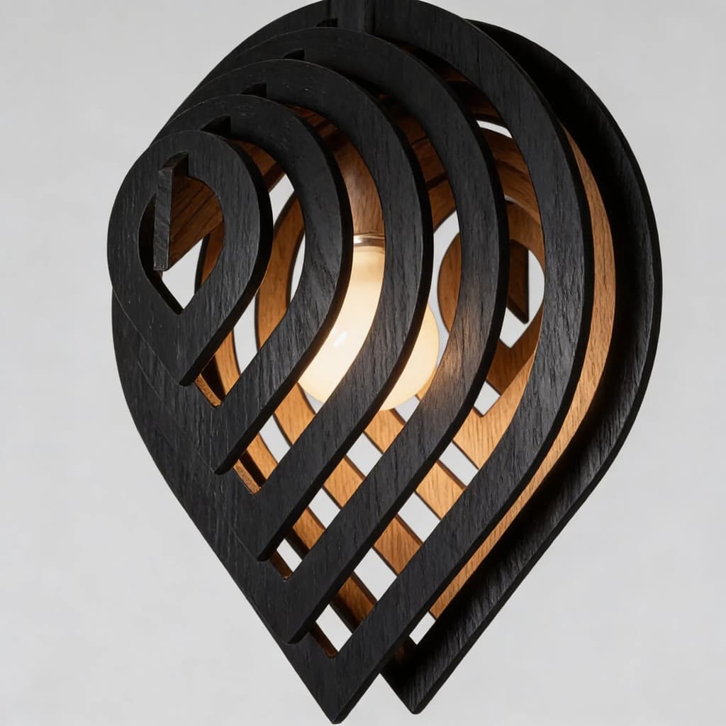 Luminária Pendente Balão MDF Preto E27 Bivolt Moderna Lustre Decoração Sala Cozinha Quarto Design Elegante