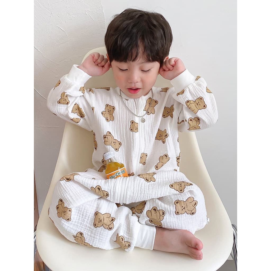 Crianças saco de dormir primavera outono bebê puro algodão gaze manga comprida Kick-Proof colcha Split-Leg bebê ar condi