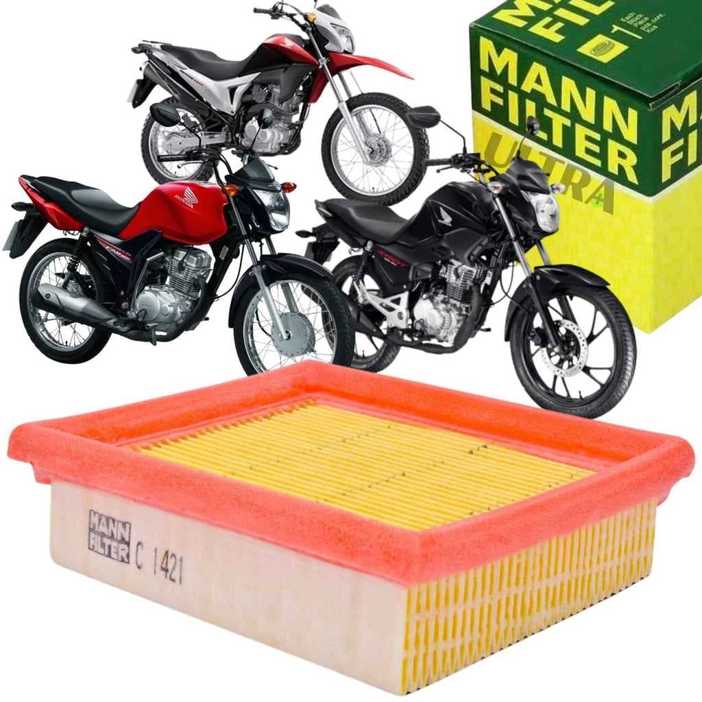 Filtro Ar Moto Honda POP 100 / CG / BROS - 125 / 150 / 160cc (Mann Filter C1421)