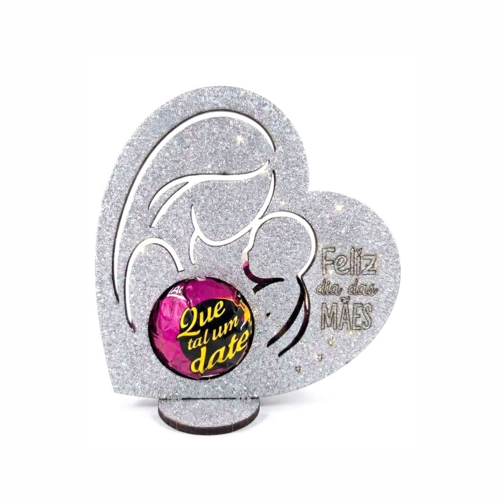 Porta Bombom Mdf Kit 50 Mdf Branco Glitter Lembrancinha Dia das Mães Presente Corte Laser brinde
