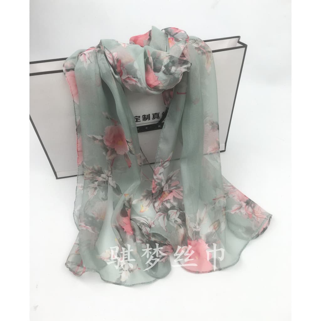 Senhoras All-Match moda gaze camélia macio pele-amigável mãe dança xale Baotou quente decorativo seda S