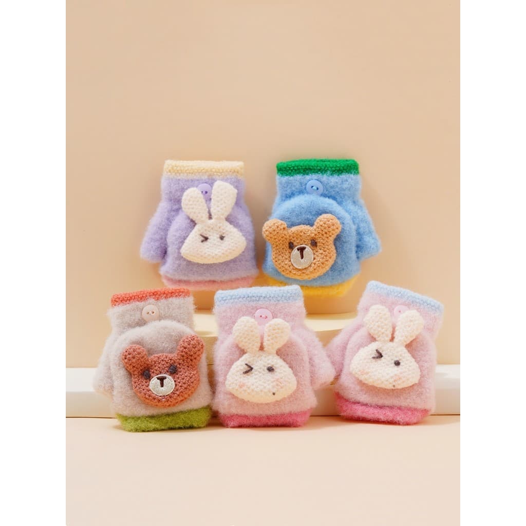 Luvas de bebê inverno estilo fino bebê meio dedo Flip Flap sem dedos bonito meninos meninas crianças inverno manter quen