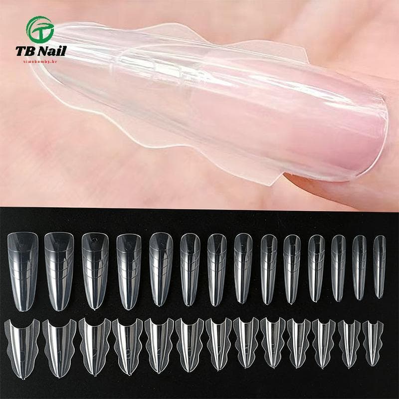 TB-Nail Caixão Prego Formas Duplas 60 Pcs Sanduíche Design 15 Tamanho Moldes De Extensão De Unhas Ferramentas De Manicur