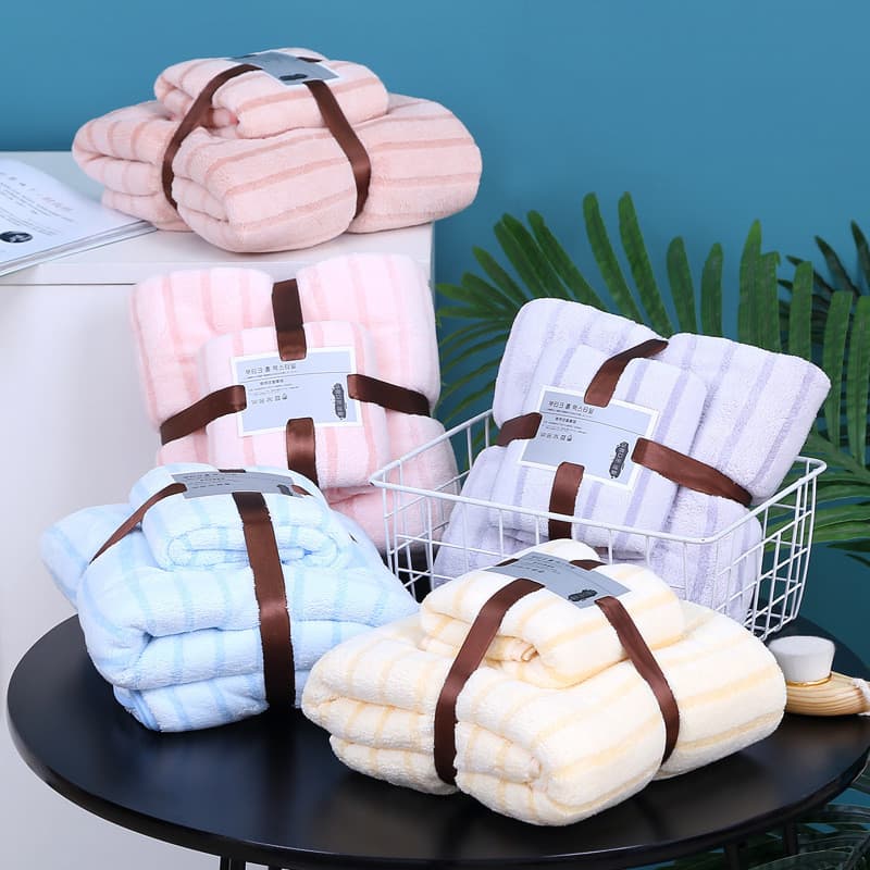 Exportado para o Japão Conjunto de toalhas de banho listradas para adultos, crianças, homens, mulheres, casa, forte abso