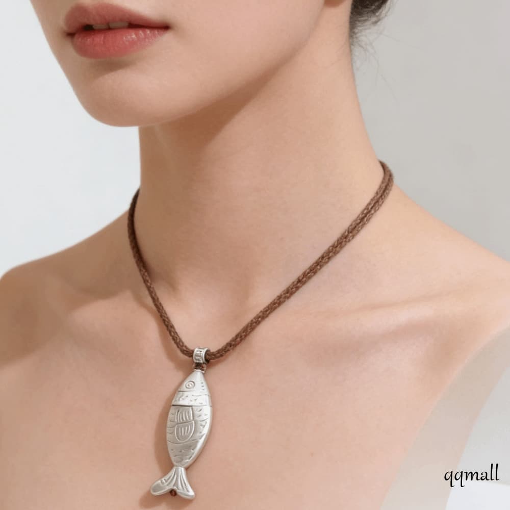 Colar De Peixe , Corrente De Clavícula Fofa E Durável Ajustável Prateada , Joias Vintage