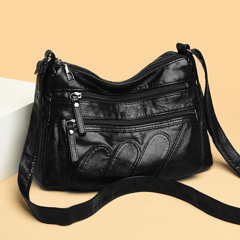 Couro lavado moda couro macio mensageiro de um ombro grande capacidade na moda Multi-bolso mãe outono inverno novo estil