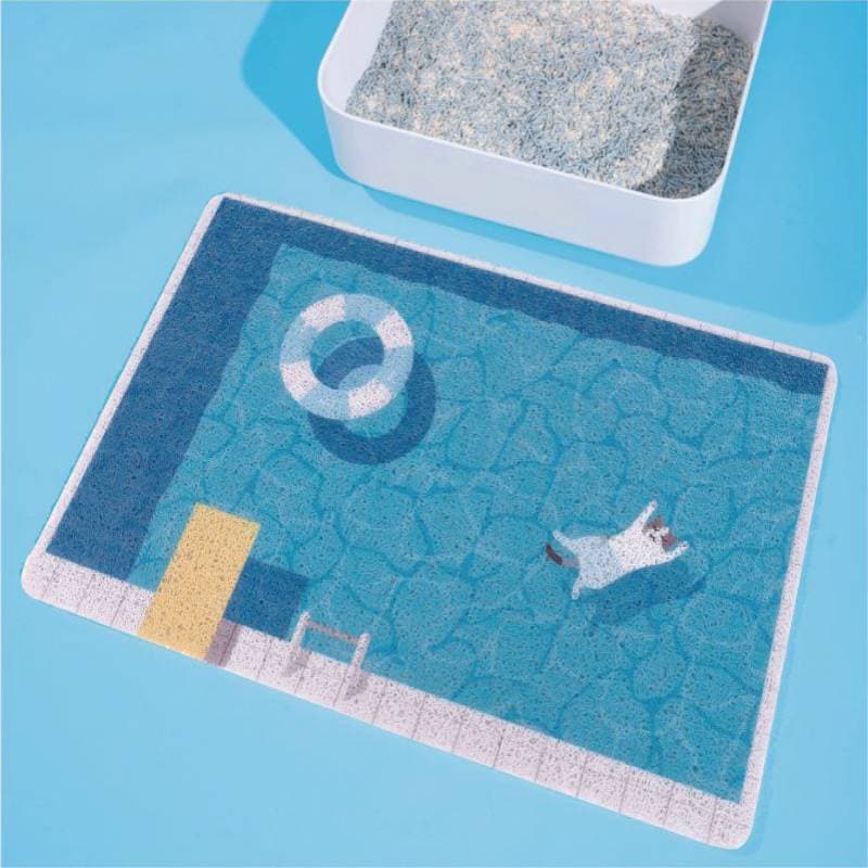Almofada para areia de gato, piscina, caixa de areia para gatos, areia, queda, à prova de respingos, almofada para pés,