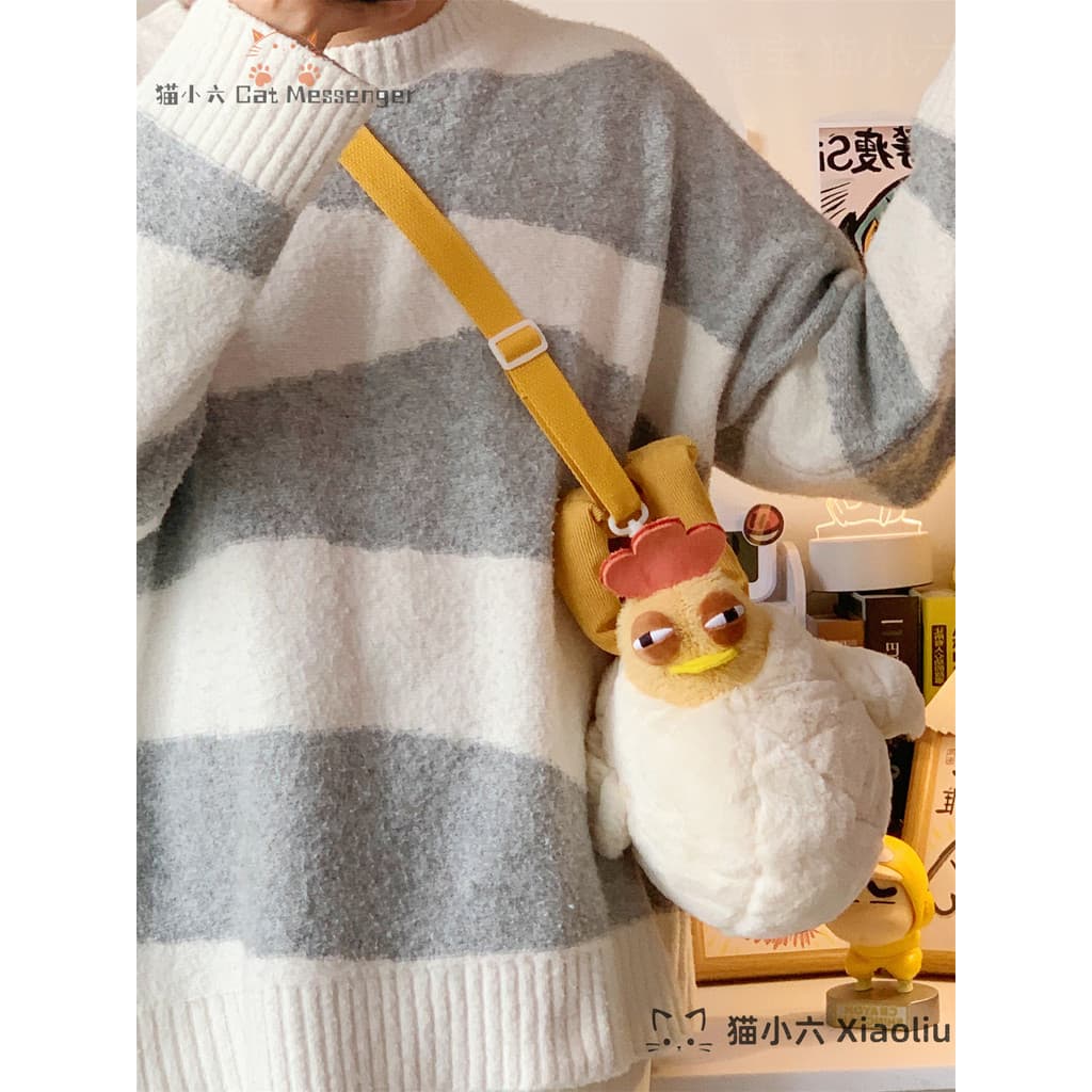 Feio bonito frango cura saco de frango de pelúcia Commuter saco grande capacidade bonito pelúcia dos desenhos animados b