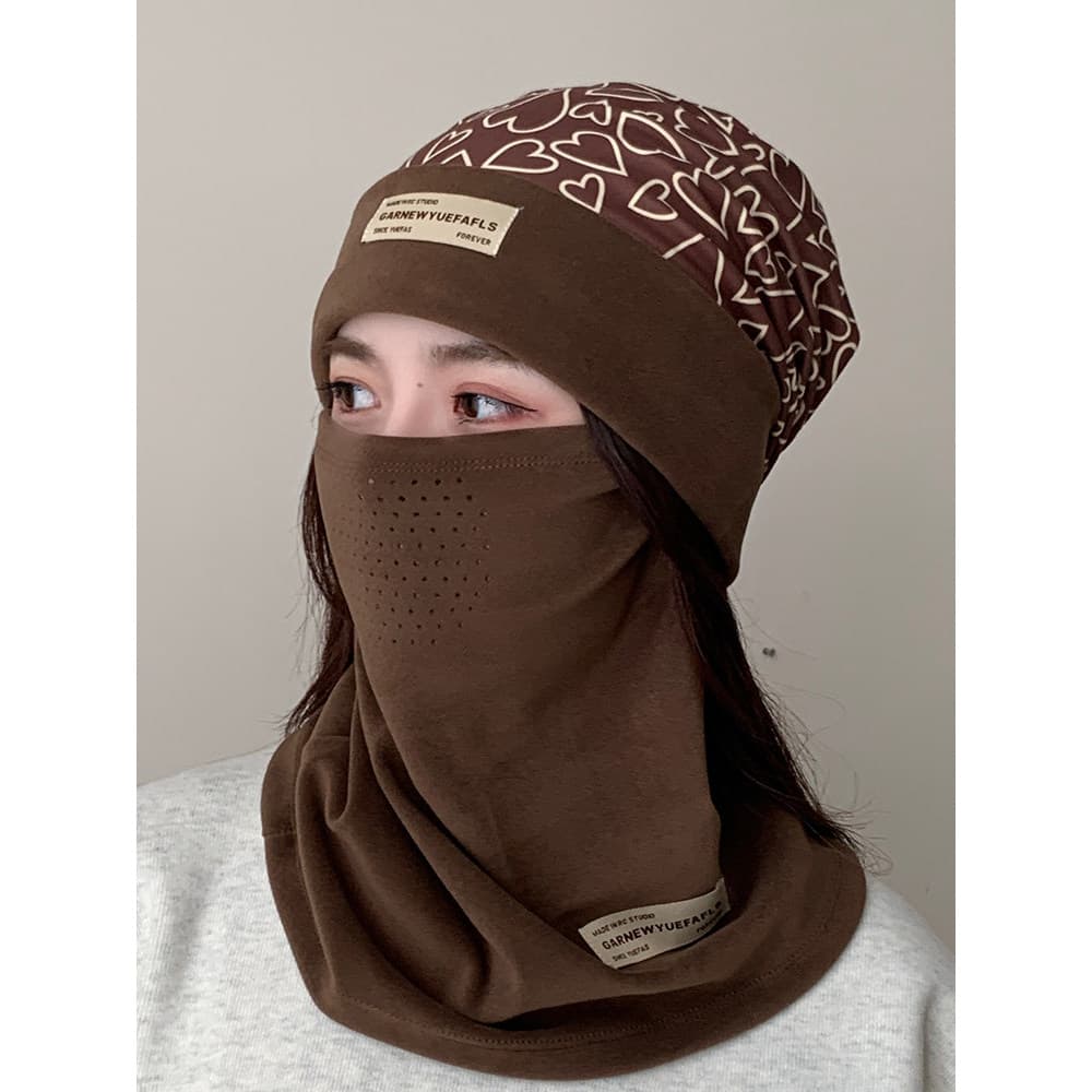 Inverno quente cachecol à prova de vento resistente ao frio bicicleta forro de lã grosso capuz máscara facial feminino c